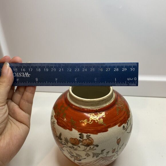 Antique Signed Hand-Painted Watano Kutani Ginger Jar Circa 1870(no Lid) swallow - Picture 14 of 14